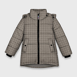 Куртка зимняя для девочки Серый бежевый в клетку, цвет: 3D-светло-серый