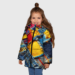 Куртка зимняя для девочки Colorful denim patchwork - ai art, цвет: 3D-светло-серый — фото 2