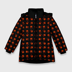Куртка зимняя для девочки Крабики на черном фоне, цвет: 3D-черный