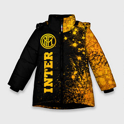 Куртка зимняя для девочки Inter - gold gradient по-вертикали, цвет: 3D-черный