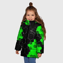Куртка зимняя для девочки Jaguar green sport hexagon, цвет: 3D-черный — фото 2