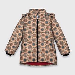 Куртка зимняя для девочки Цветочный узор в стиле бохо, цвет: 3D-красный