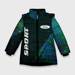 Куртка зимняя для девочки Ford sport glitch blue, цвет: 3D-черный