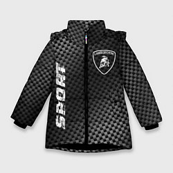 Куртка зимняя для девочки Lamborghini sport carbon, цвет: 3D-черный