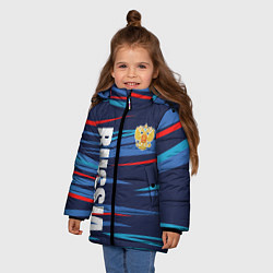 Куртка зимняя для девочки Россия - blue stripes, цвет: 3D-черный — фото 2