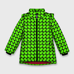 Куртка зимняя для девочки Зелёные лепестки шестиугольники, цвет: 3D-красный