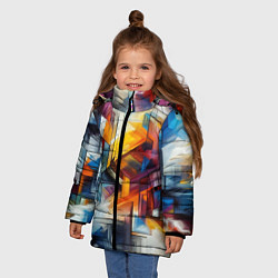 Куртка зимняя для девочки Абстрактные фигуры, цвет: 3D-красный — фото 2
