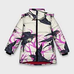Куртка зимняя для девочки Migratory birds, цвет: 3D-красный