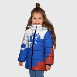 Куртка зимняя для девочки Российский триколор и герб, цвет: 3D-черный — фото 2