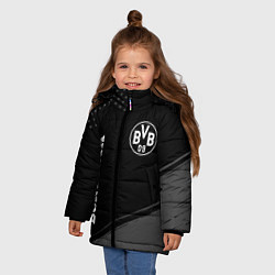 Куртка зимняя для девочки Borussia sport на темном фоне вертикально, цвет: 3D-черный — фото 2