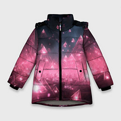 Куртка зимняя для девочки Розовый абстрактный космос, цвет: 3D-светло-серый