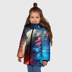 Куртка зимняя для девочки Разрыв космического тела - нейросеть, цвет: 3D-светло-серый — фото 2