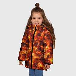 Куртка зимняя для девочки Текстура элементаля огня, цвет: 3D-черный — фото 2