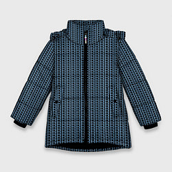 Куртка зимняя для девочки Чёрно-синий полосы в горошек, цвет: 3D-черный