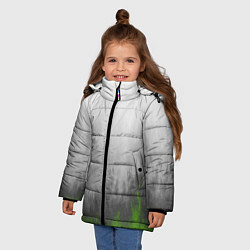 Куртка зимняя для девочки Абстрактное пламя зеленое, цвет: 3D-черный — фото 2