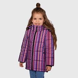 Куртка зимняя для девочки Сиреневый текстурированный квадратики, цвет: 3D-светло-серый — фото 2