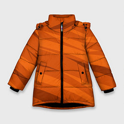 Куртка зимняя для девочки Тёмный оранжевый полосами, цвет: 3D-черный