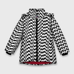 Зимняя куртка для девочки Черно-белые кривые