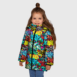 Куртка зимняя для девочки Dance graffiti, цвет: 3D-черный — фото 2