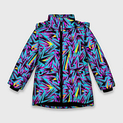 Куртка зимняя для девочки Абстрактный узор с геометрической концепцией, цвет: 3D-черный
