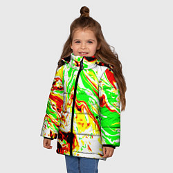 Куртка зимняя для девочки Кислотные краски, цвет: 3D-красный — фото 2