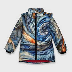 Куртка зимняя для девочки Джинсовая воронка - модный тренд, цвет: 3D-красный