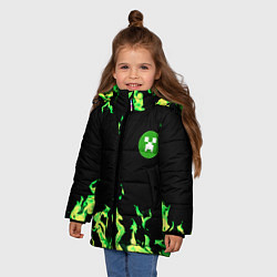 Куртка зимняя для девочки Minecraft green flame, цвет: 3D-светло-серый — фото 2