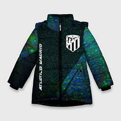Куртка зимняя для девочки Atletico Madrid glitch blue, цвет: 3D-черный