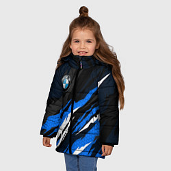 Куртка зимняя для девочки БМВ - синий гексагон, цвет: 3D-черный — фото 2