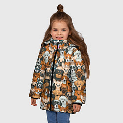Куртка зимняя для девочки Мультяшные собачки, цвет: 3D-черный — фото 2