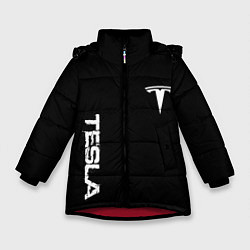 Куртка зимняя для девочки Tesla logo white, цвет: 3D-красный