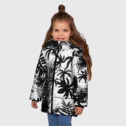 Куртка зимняя для девочки Чёрно белые пальмы, цвет: 3D-черный — фото 2
