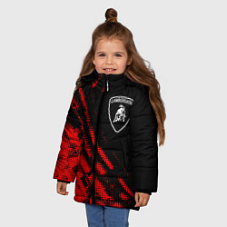 Куртка зимняя для девочки Lamborghini sport grunge, цвет: 3D-красный — фото 2