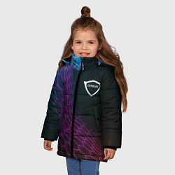 Куртка зимняя для девочки Genesis neon hexagon, цвет: 3D-черный — фото 2