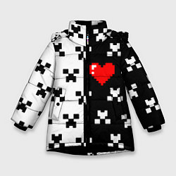 Куртка зимняя для девочки Minecraft pattern love, цвет: 3D-черный