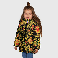 Куртка зимняя для девочки Хохлома, цвет: 3D-черный — фото 2