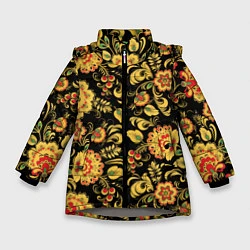 Куртка зимняя для девочки Хохлома, цвет: 3D-светло-серый