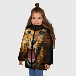 Куртка зимняя для девочки Рык леопарда, цвет: 3D-черный — фото 2