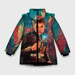 Куртка зимняя для девочки Доктор кто, цвет: 3D-черный