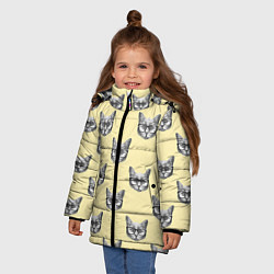 Куртка зимняя для девочки Котик, цвет: 3D-черный — фото 2