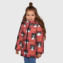 Куртка зимняя для девочки Meow, цвет: 3D-черный — фото 2