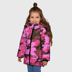 Куртка зимняя для девочки Камуфляж: розовый/коричневый, цвет: 3D-черный — фото 2