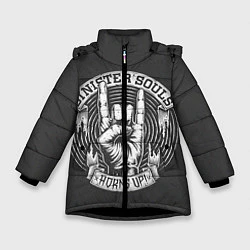 Куртка зимняя для девочки Sinister Souls: Horns Up, цвет: 3D-черный