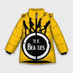 Куртка зимняя для девочки The Beatles: Yellow Vinyl, цвет: 3D-черный