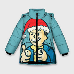 Куртка зимняя для девочки Fallout New Year, цвет: 3D-черный