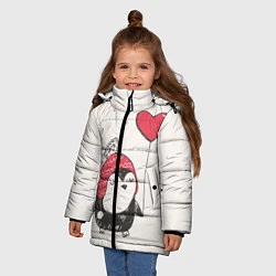 Куртка зимняя для девочки Влюбленный пингвин, цвет: 3D-черный — фото 2