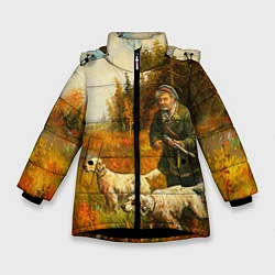 Куртка зимняя для девочки Охота на утку, цвет: 3D-черный