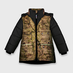 Куртка зимняя для девочки Жилетка охотника, цвет: 3D-черный