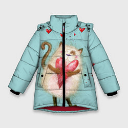 Куртка зимняя для девочки Котик, цвет: 3D-красный