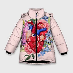 Зимняя куртка для девочки Цветочное сердце